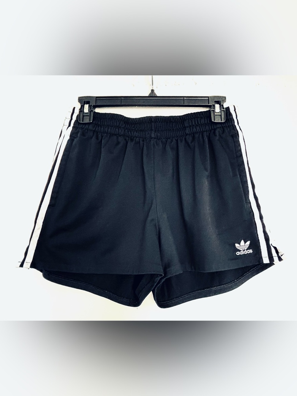 adidas Black Athletic Shorts with White 3-Stripes